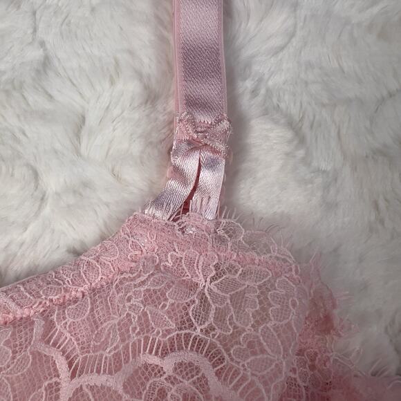 Victoria’s Secret Dream Angels Unlined Uplift Lace Bra Pretty Blossom Pink 38DDD - Picture 3 of 7